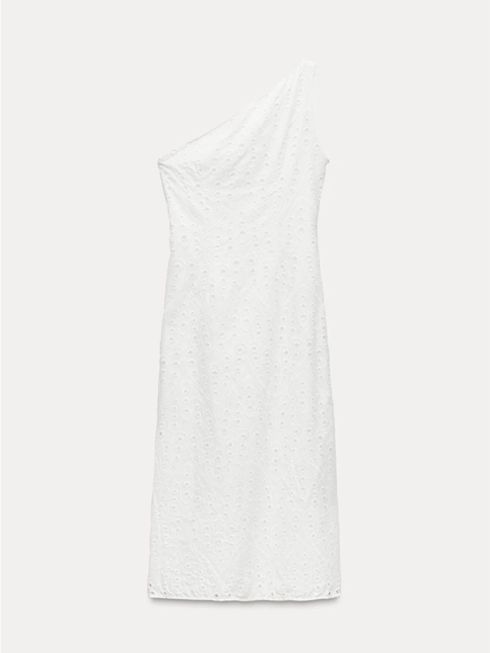 Zara one shoulder eyelet maxi dress NWT , sz : medium - Picture 4 of 11